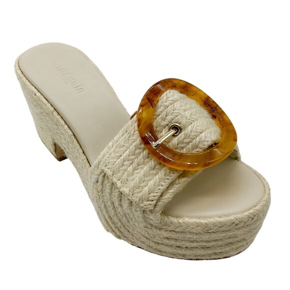 Cult Gaia Ivory Cleia Raffia Espadrille Platform Sandal
